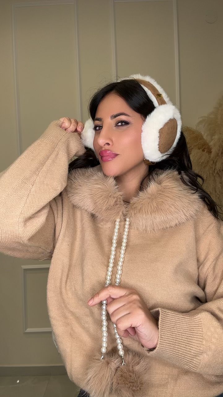 Maglione cappuccio pelliccia